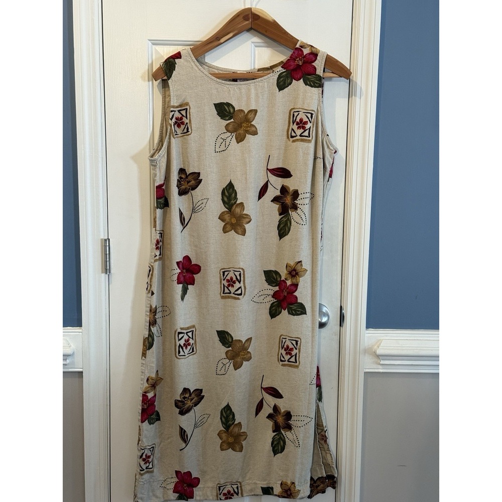 Vtg JM Woman Collection Boho 18w Linen Blend Sleeveless Maxi Dress Casual Comfy‎